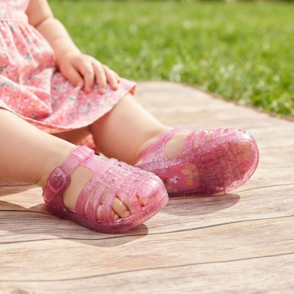 Wonder Nation Baby Girls Pink Glitter Jelly Sandals Size 5 NWT